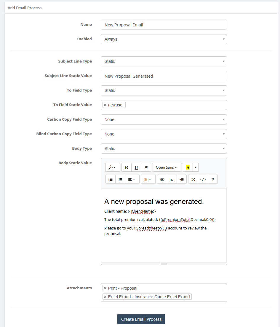 email notificaiton