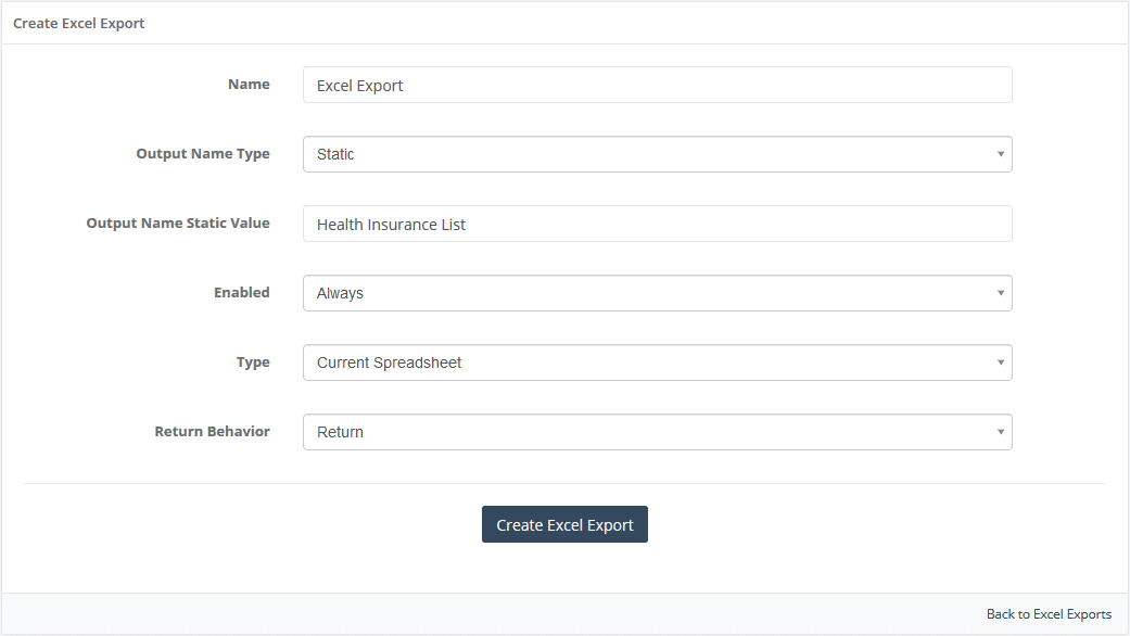 excel export