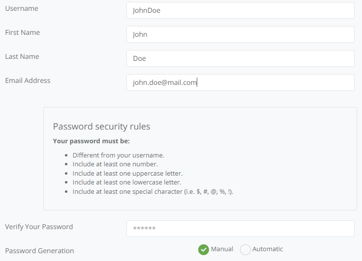 Add New User Page