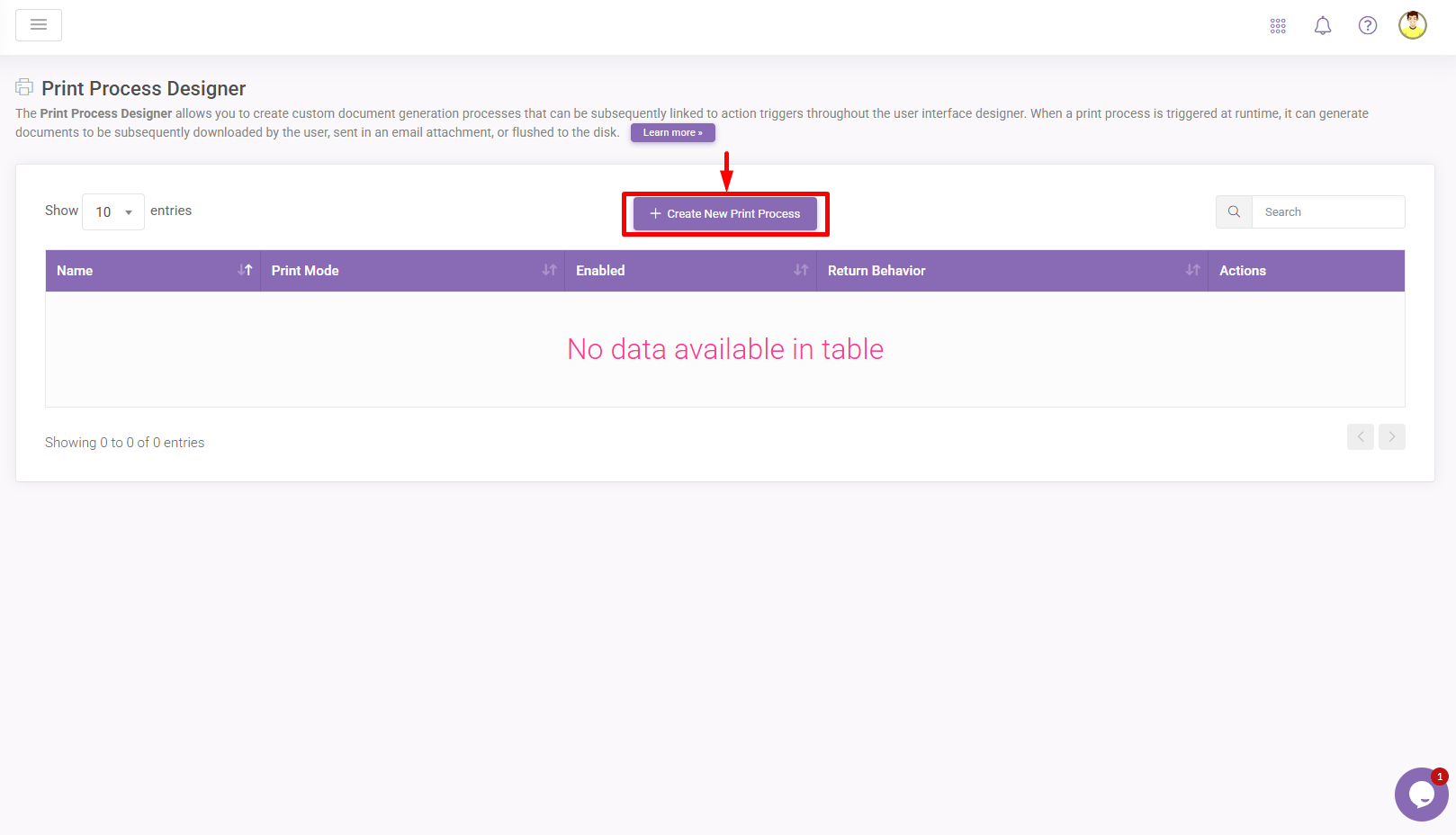 App Creation Basics Print Create New