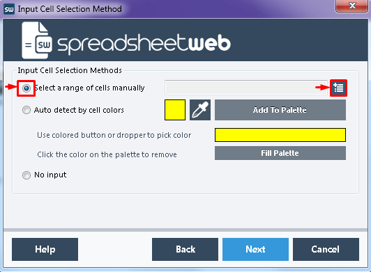 Input Selection interface