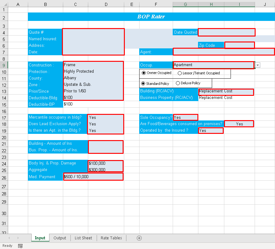 Input Selection interface