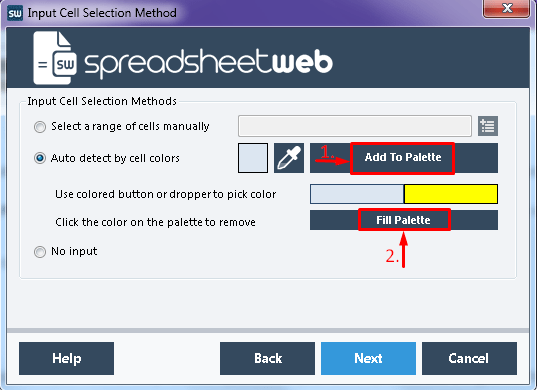 Input Selection interface