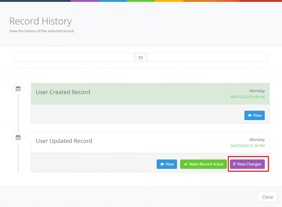Record History interface