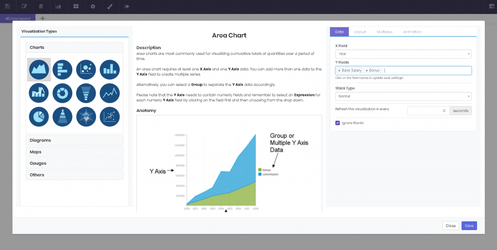Charts interface