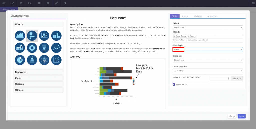 Charts interface