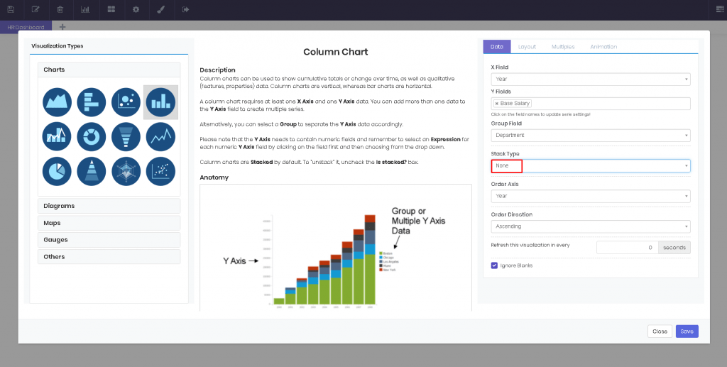 Charts interface