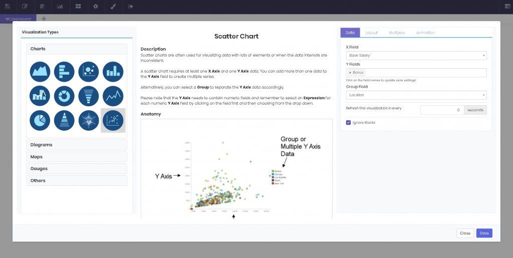 Charts interface