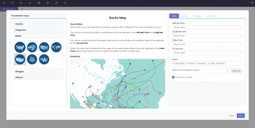 Maps interface