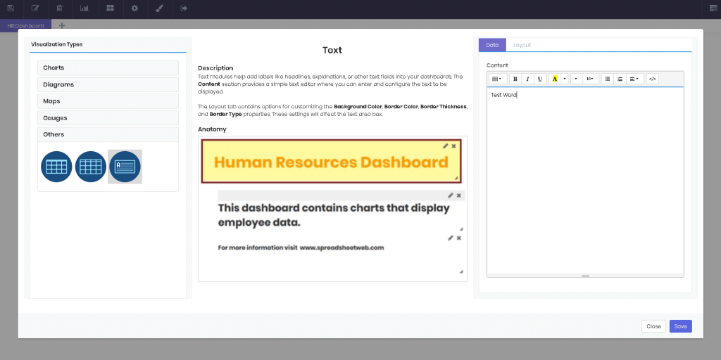 Grid, Pivot Table, and Text Controls interface
