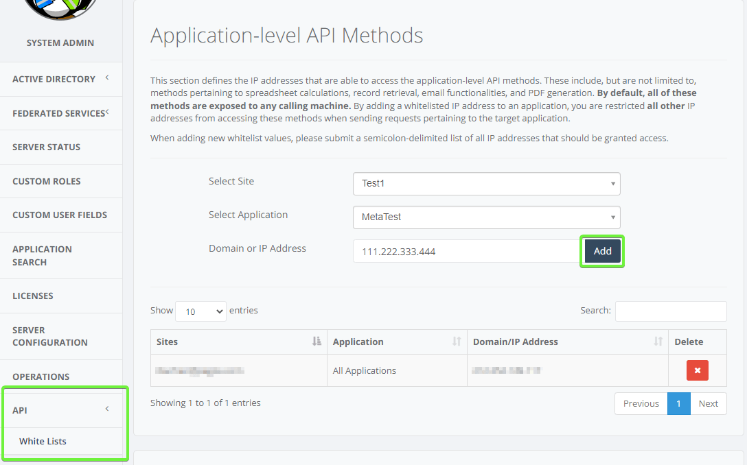 Whitelisting App Level