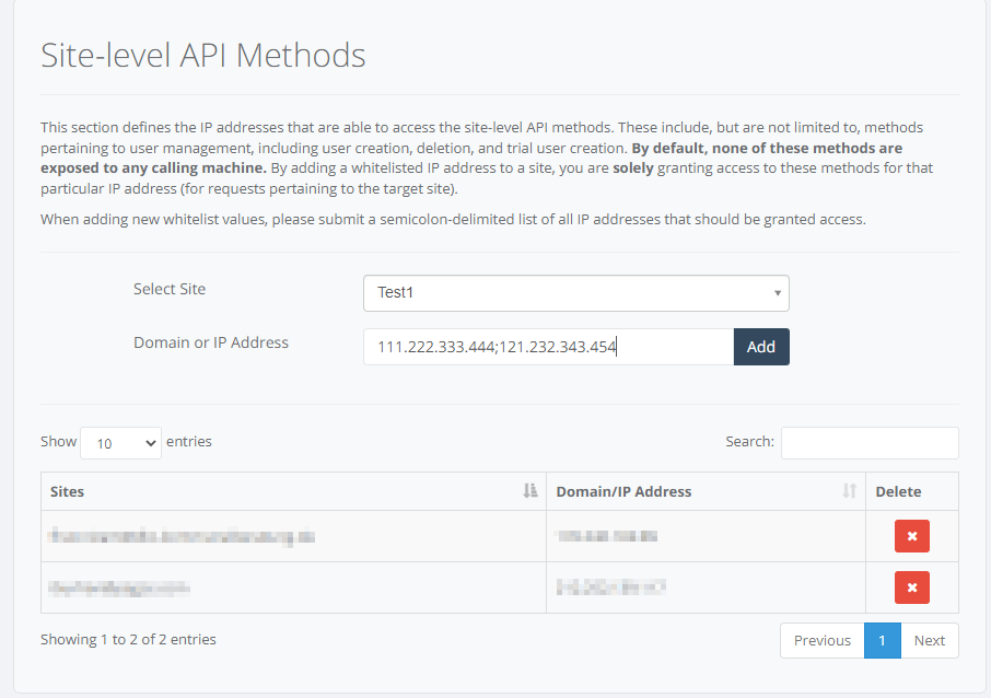 Whitelisting Site Level