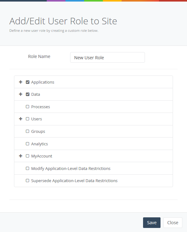 user role to site