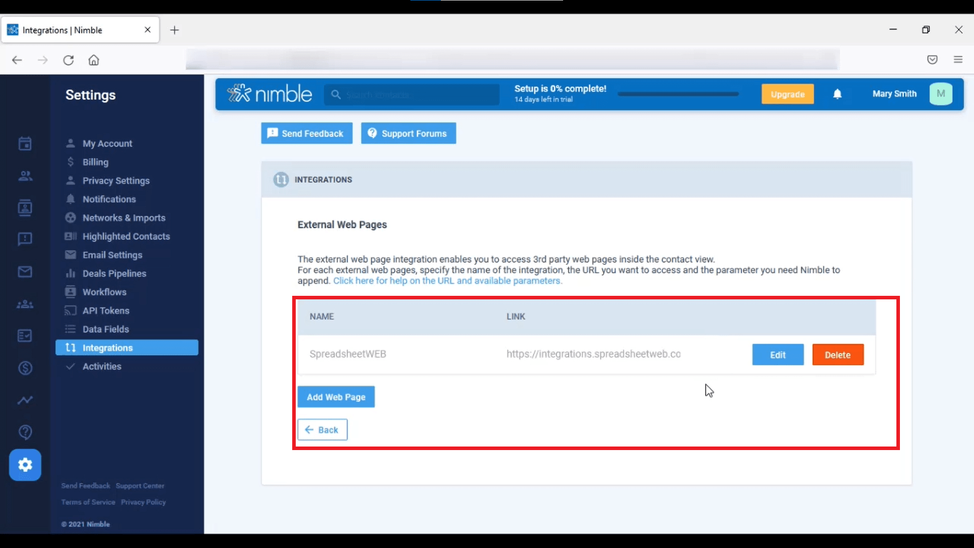 Nimble Add Integration