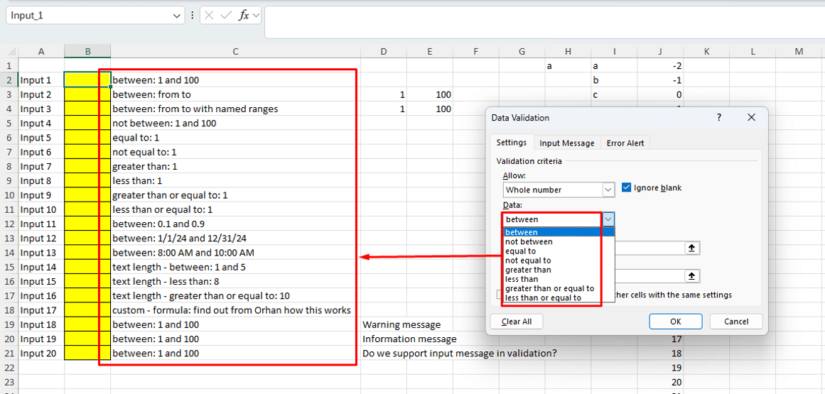 Enable Excel Data Validation interface screenshot 37 in Textbox
