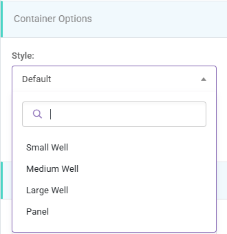 Container Style Options: Style interface screenshot 1 in Containers