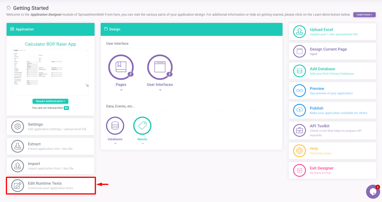 Edit Runtime Texts Home: Text Resource (Run-time) Editor interface screenshot 1