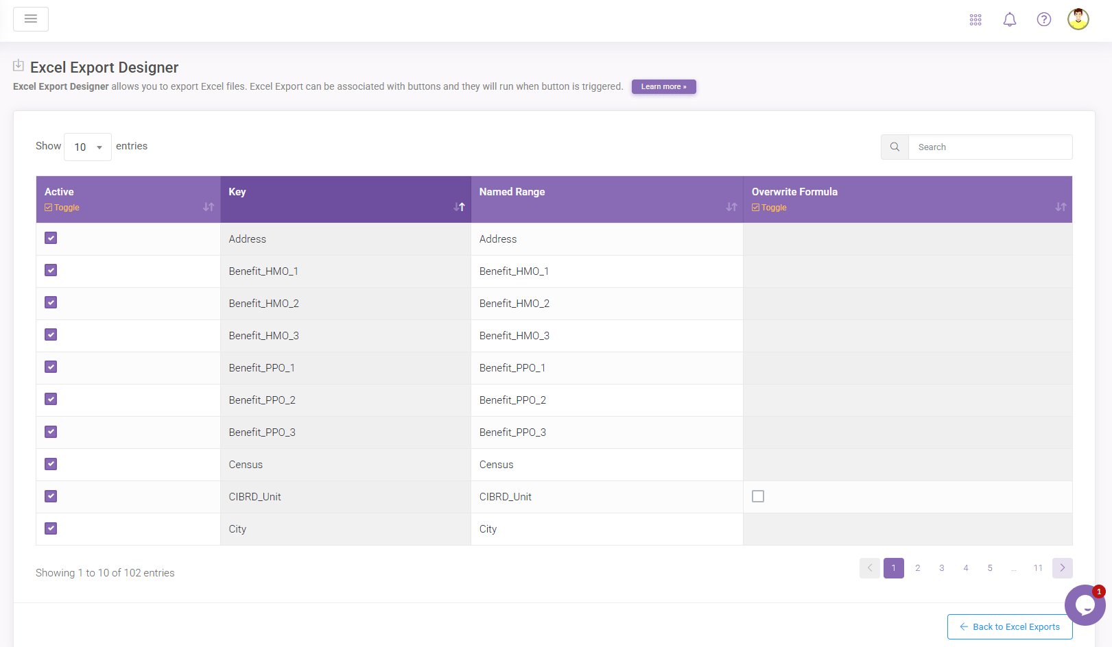 Excel Export Ranges: Excel Export interface screenshot 7