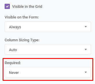 Input Grid Column Properties Form Grid Required: Required interface screenshot 51 in Input Grids