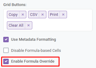 Input Grid Enable Formula Override: Enable Formula Override interface screenshot 2 in Input Grids