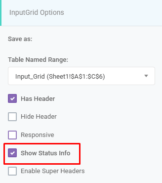 Input Grid Show Status Info: Show Status Info interface screenshot 8 in Input Grids