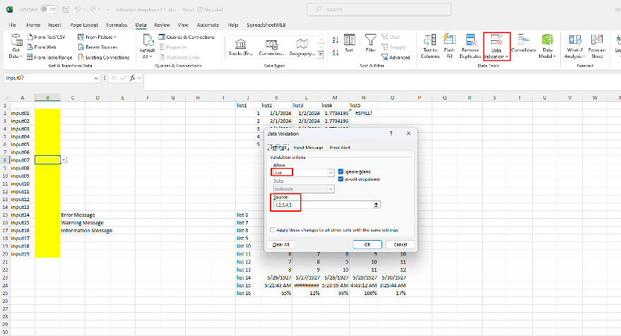 Use Excel Data Validation interface screenshot 34 in Dropdown