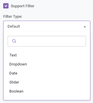 SpreadsheetWeb Support Filter Type in Grid