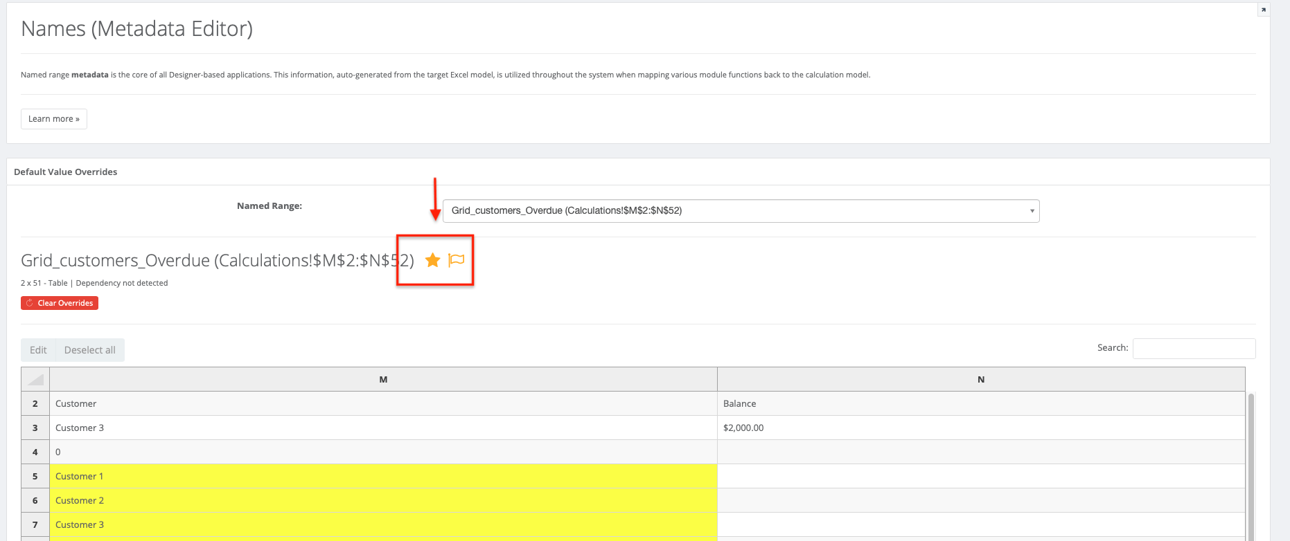 Module Components and Functionality interface screenshot 8 in Names Editor
