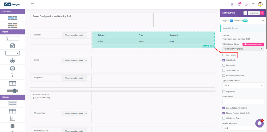 Validation Messages Grid Has Header Enable: The Input (or Output) Grid on page X and One to Many Secondary table Y are bound to the same table named range ( Z ) but, they have conf